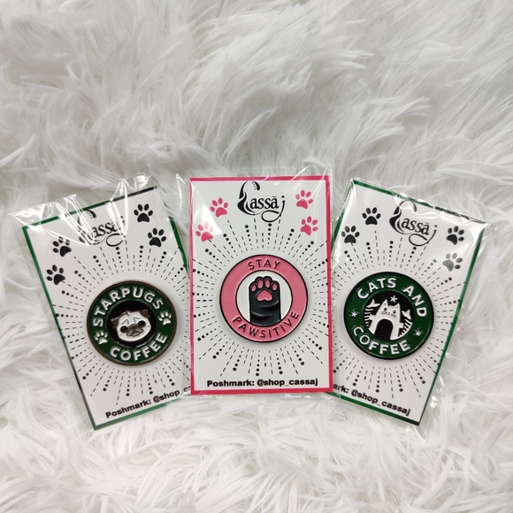 2/$20 Cats and Coffee Starbucks Themed Enamel Pin - Picture 5 of 5